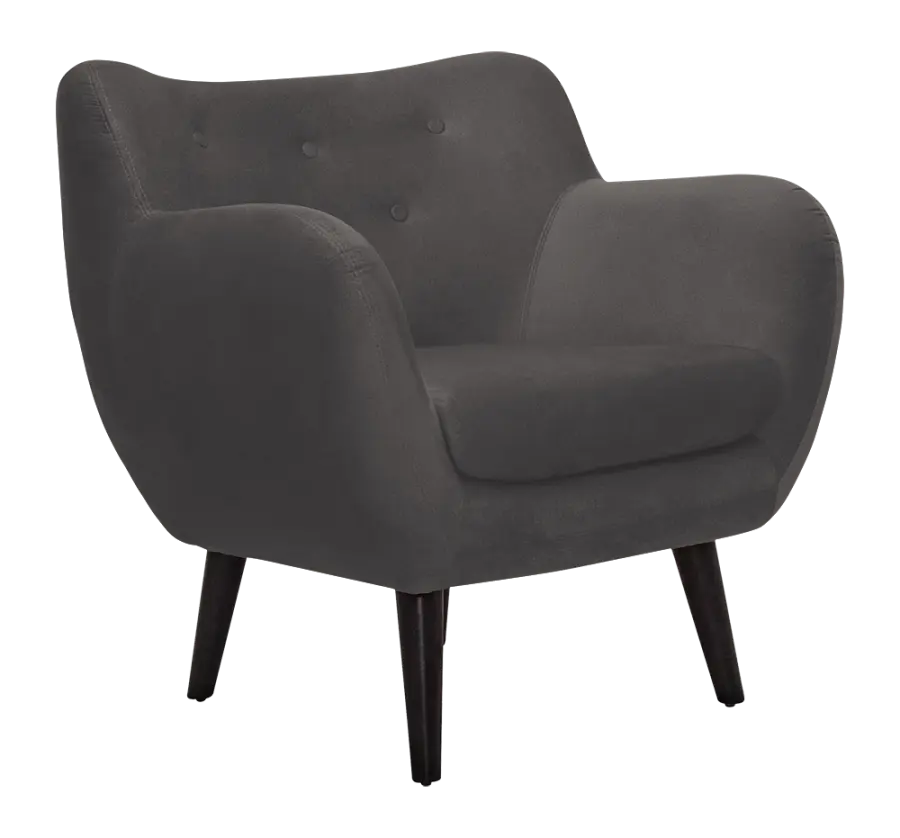 MONARCH - 1, křeslo, tmavé dřevo, čalouněné, látka tmavě šedá